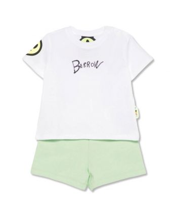 Baby Boys White & Green Shorts Set