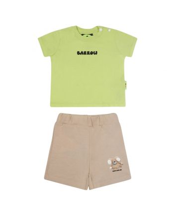Baby Boys Green & Beige Shorts Set