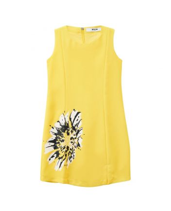 Girls Yellow Graphic Print Dress