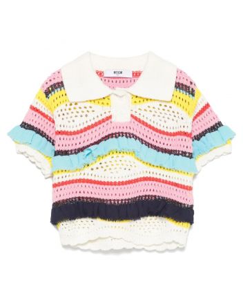 Girls Multi Knit Polo Top