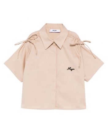 Girls Beige Crop Shirt