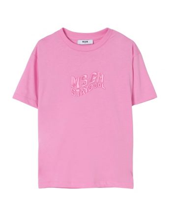 Girls Pink Embroidred-Logo T-Shirt