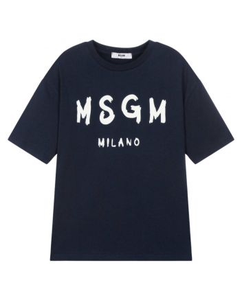 Unisex Navy Blue Logo Print T-Shirt