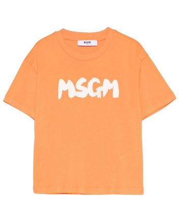 Unisex Orange Logo-Print T-Shirt