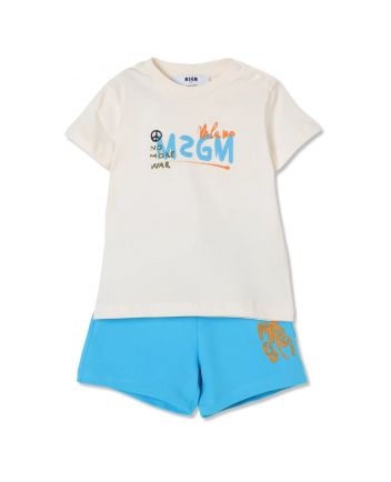 Baby Boys Cream & Turquoise Short Set
