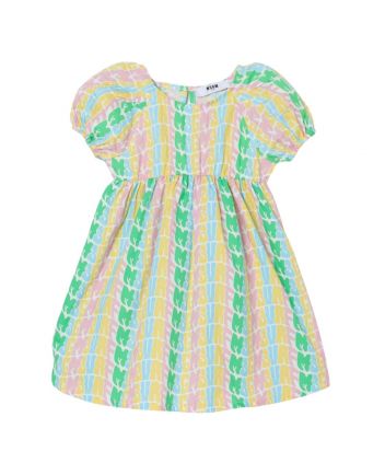 Baby Girls Multi-Colour All-over Logo Print Dress