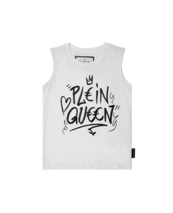 Girls White Crystal-Embellished Cotton T-shirt