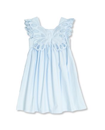 Girls Blue Butterfly-Applique Dress