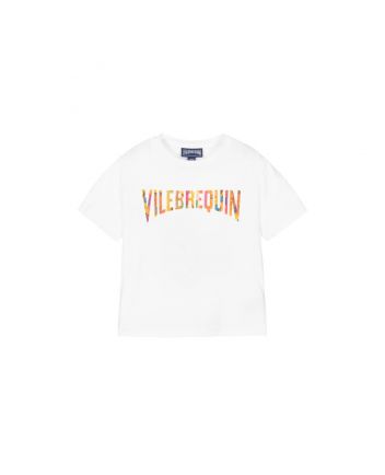 Girls White Cotton Logo T-Shirt