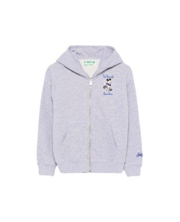 Boys Grey Zip-Up Mickey-Print Hoodie