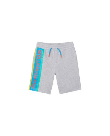 Boys Grey Cotton Logo Print Shorts