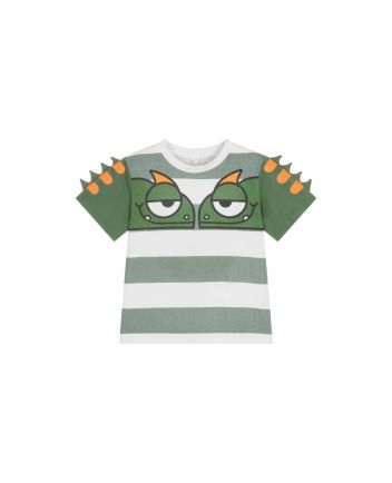 Boys Green & White Striped T-Shirt