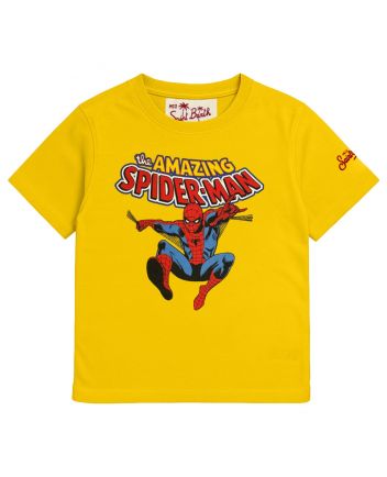 Boys Yellow Spider Man Logo Print T-Shirt
