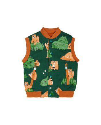 Boys Green Graphic-Print Waistcoat