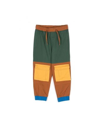 Boys Brown Colour-Block Cargo Trouser