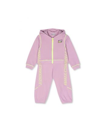 Girls Pink Logo-Print Cotton Tracksuit