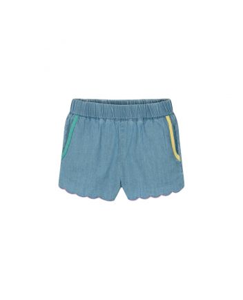 Baby Girls Blue Cotton Chambray Shorts
