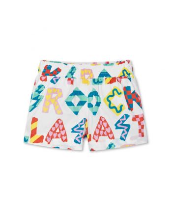 Girls White Cotton Shorts