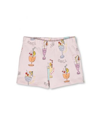Girls Pink Graphic-Print Cotton Shorts