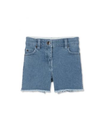 Girls Blue Denim Heart Shorts