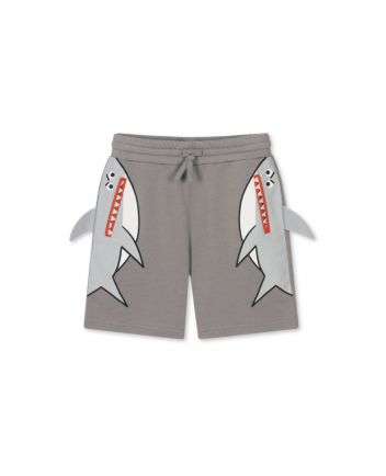 Boys Grey Shark Cotton Shorts