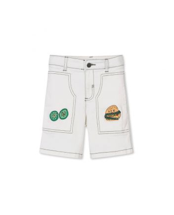 Boys Ivory Cotton Twill Burger Shorts