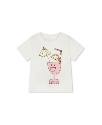 Girls Ivory Cotton Half Sleeves T-Shirt