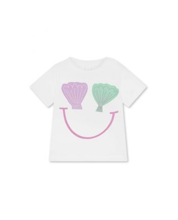 Baby Girls White Cotton Seashells T-Shirt