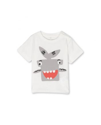 Baby Boys White Shark-Print T-Shirt