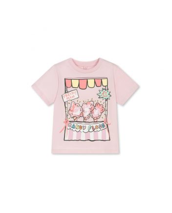 Girls Pink Candy Floss Cotton T-Shirt