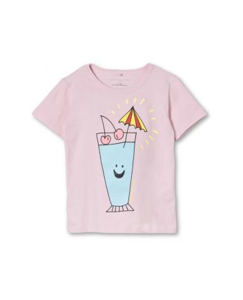 Girls Pink Graphic-Print Cotton T-shirt