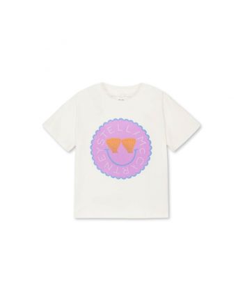 Girls Ivory Cotton Half Sleeves T-Shirt