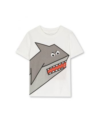 Boys White Spark-Print Cotton T-Shirt