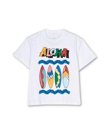 Boys White Graphic-Print Cotton T-shirt