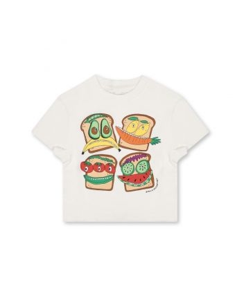 Boys White Cotton Sandwich T-Shirt