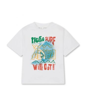 Boys White Cotton Surf Print T-Shirt
