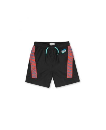 Boys Black Logo-Tape Sides Swim Shorts