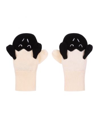 Ivory & Black Knitted Sheep Gloves