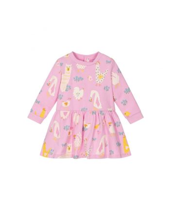 Baby Girls Pink Animal-Print Dress