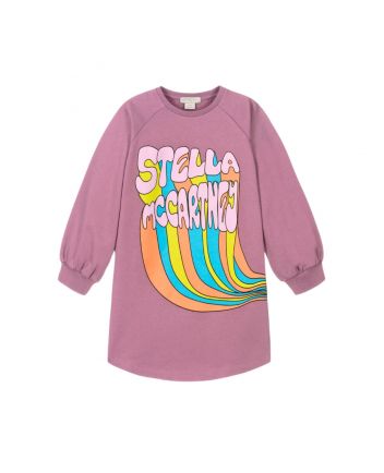 Girls Purple Cotton Sweatshirt Dress