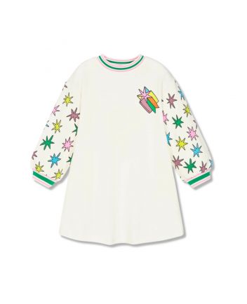 Girls Ivory Cotton Cosmic Star Dress