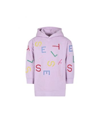 Girls Purple All-Over Logo Embroidery Hoodie Dress