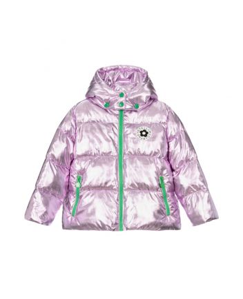Girls Metallic Purple Puffer Jacket