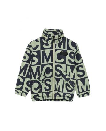 Boys Black & Green Logo-Letters Padded Jacket