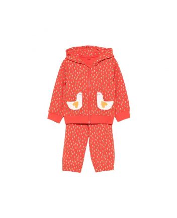 Baby Girls Red Floral-Print Tracksuit