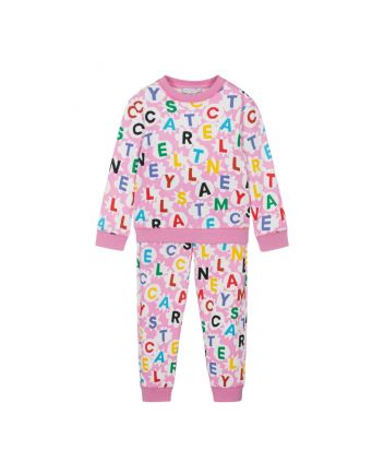 Girls Pink Letters-Logo Tracksuit