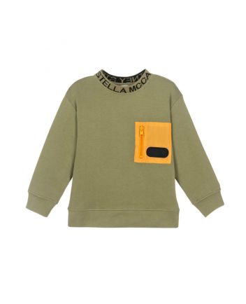 Boys Green Cotton Pocket Sweatshirt