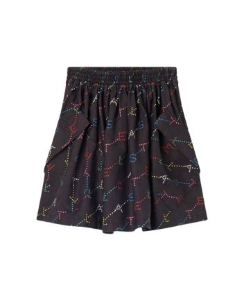 Girls Black Colourful-Logo Skirt