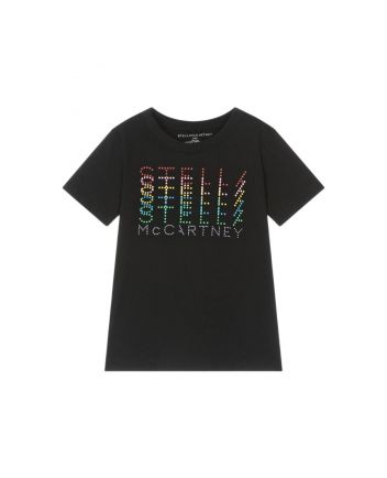 Girls Black Logo-Print Cotton T-Shirt