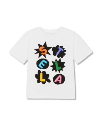 Girls White Logo Print Cotton T-Shirt